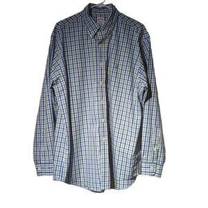 Brooks Brothers Men's Navy/Green Gingham Check Button Down Size L